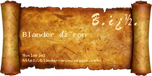 Blander Áron névjegykártya